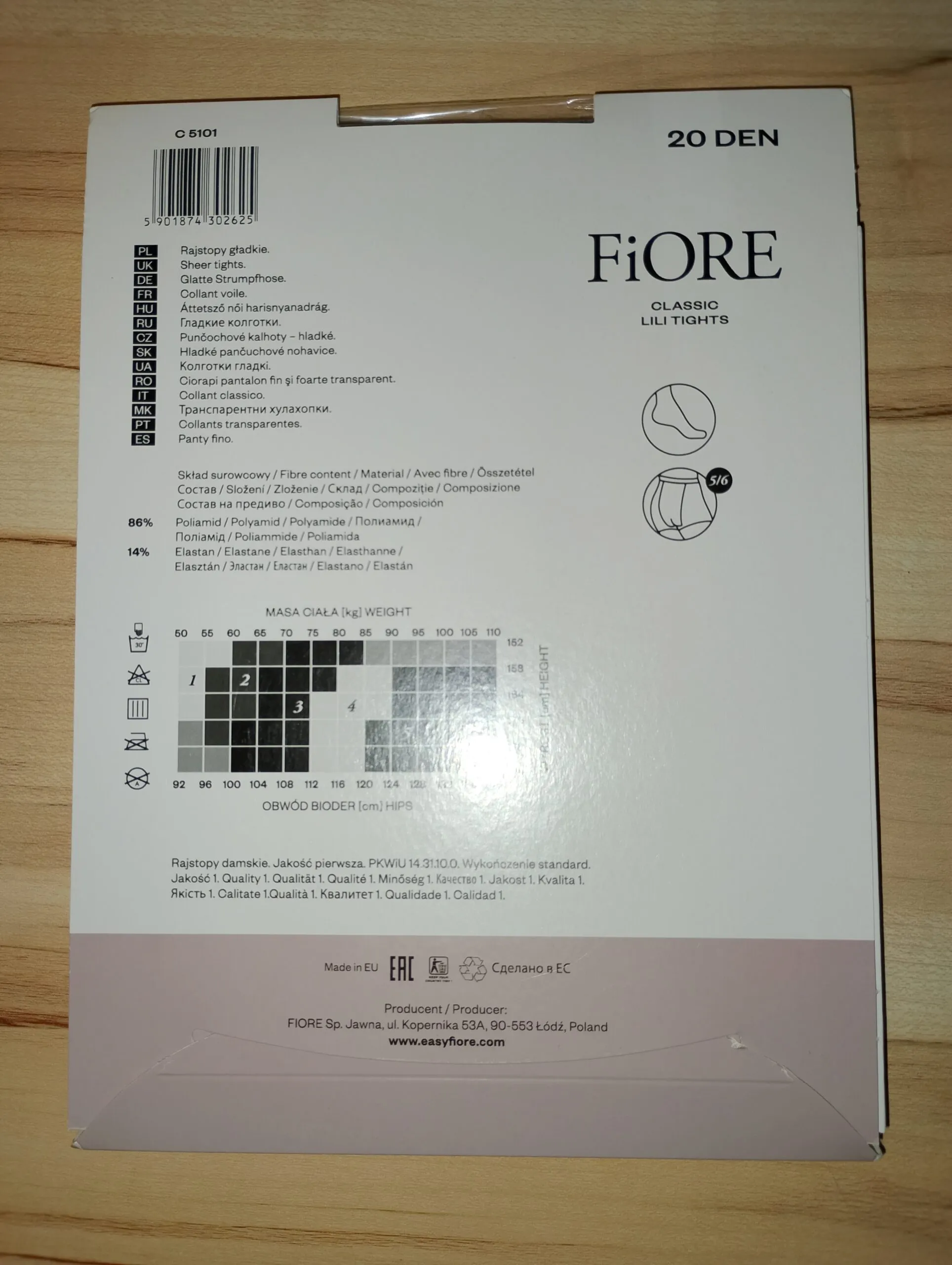 Fiore Lili 20 den gris T5